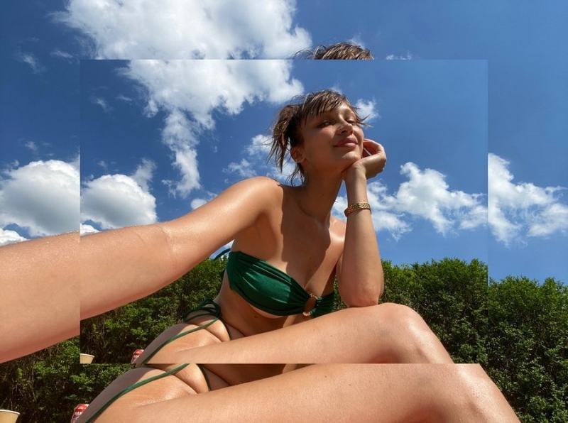 Летнее настроение: Белла Хадид надела «голый» купальник