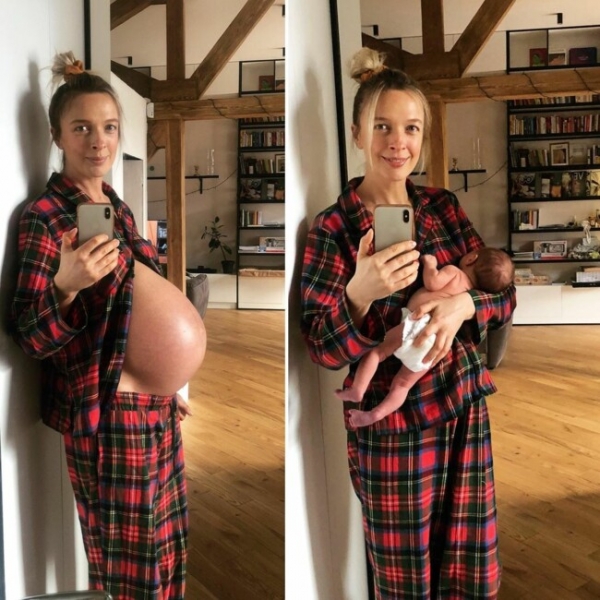 Василиса Фролова с сыном на руках показала домашнее фото до и после родов