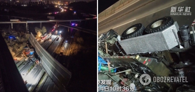 В Китае обрушился пролет автострады, погибли 4 человека, еще 8 пострадали. Фото и видео