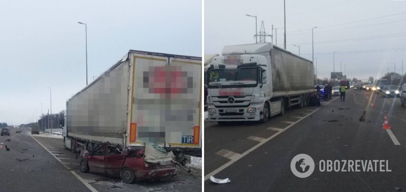 На Киевщине легковушка на скорости въехала в грузовик: есть погибшие. Фото и видео
