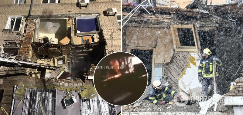 Обломки разлетелись вокруг: момент взрыва в многоэтажке Запорожья попал на видео