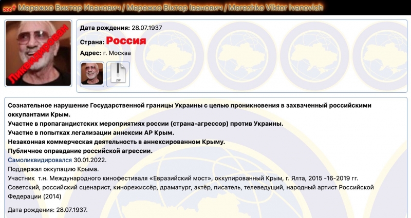 Умер советский и российский режиссер Мережко, поддержавший оккупацию Крыма. Фото