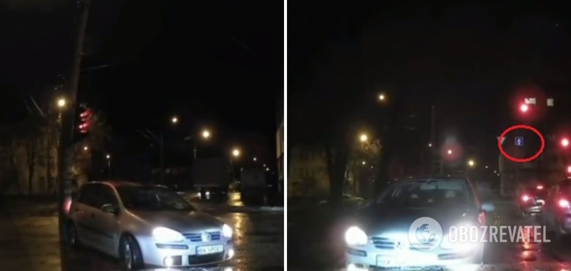 В Киеве водитель нарушил ПДД и поплатился: авто въехало в столб. Видео