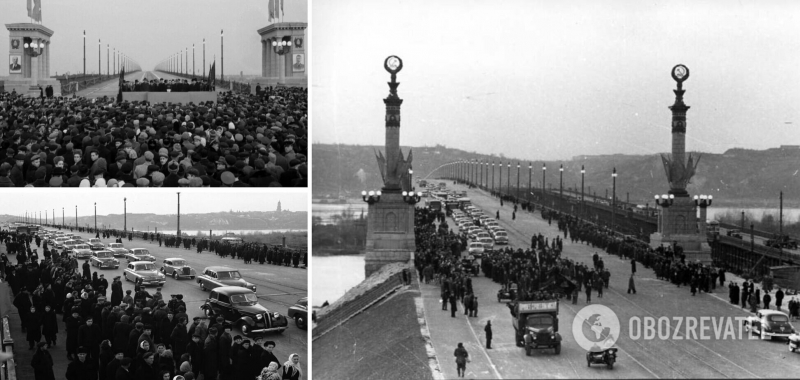В сети показали, как открывали движение по мосту Патона в Киеве в 1953 году. Архивное фото