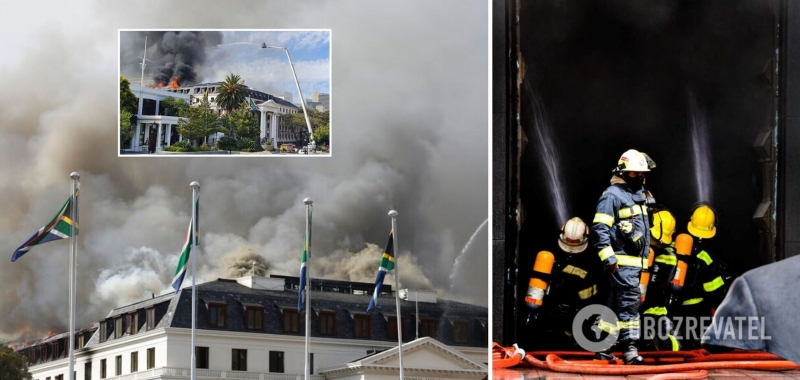 В здании парламента ЮАР снова вспыхнул пожар, угроза обрушения возросла. Фото и видео
